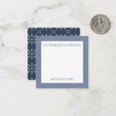 Personalisierte Blaue Retro-Blume Mitteilungskarte (Vorderseite/Rückseite Beispiel)