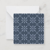 Personalisierte Blaue Retro-Blume Mitteilungskarte (Rückseite)