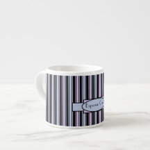 Personalisierte blaue rosa Streifenespresso-Tasse