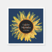 Personalisierte Blaue Rustikale Sonnenblume Hochze Serviette (Vorderseite)