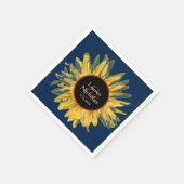 Personalisierte Blaue Rustikale Sonnenblume Hochze Serviette (Ecke)