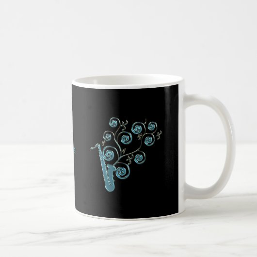 Personalisierte blaue Saxophone-Musik-Tasse Kaffeetasse (Rechts)