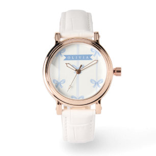 Personalisierte Blaue Schleife Coquette Name Ästhe Armbanduhr