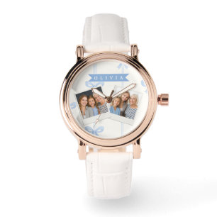 Personalisierte Blaue Schleife Coquette Name Ästhe Armbanduhr