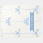 Personalisierte Blaue Schleife Coquette Name Ästhe Fleecedecke (Vorderseite (Horizontal))