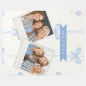 Personalisierte Blaue Schleife Coquette Name Ästhe Fleecedecke (Vorderseite (Horizontal))
