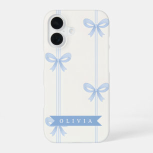 Personalisierte Blaue Schleife Coquette Name Ästhe iPhone 16 Hülle