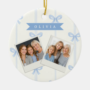 Personalisierte Blaue Schleife Coquette Name Ästhe Keramik Ornament