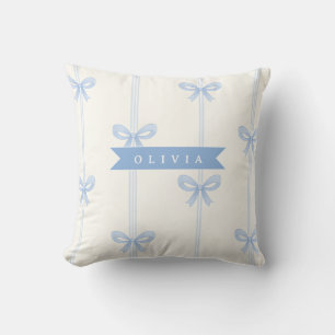 Personalisierte Blaue Schleife Coquette Name Ästhe Kissen