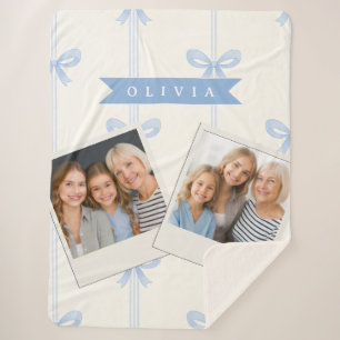 Personalisierte Blaue Schleife Coquette Name Ästhe Sherpadecke