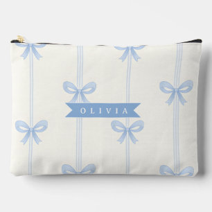 Personalisierte Blaue Schleife Coquette Name Ästhe Zubehörtasche