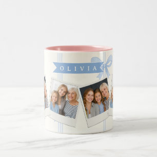 Personalisierte Blaue Schleife Coquette Name Ästhe Zweifarbige Tasse