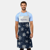 Personalisierte Blaue Schneeflocke Weihnachten Schürze (Getragen)
