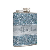 Personalisierte blaue Sequins-silberne Folie Flachmann (Rechts)