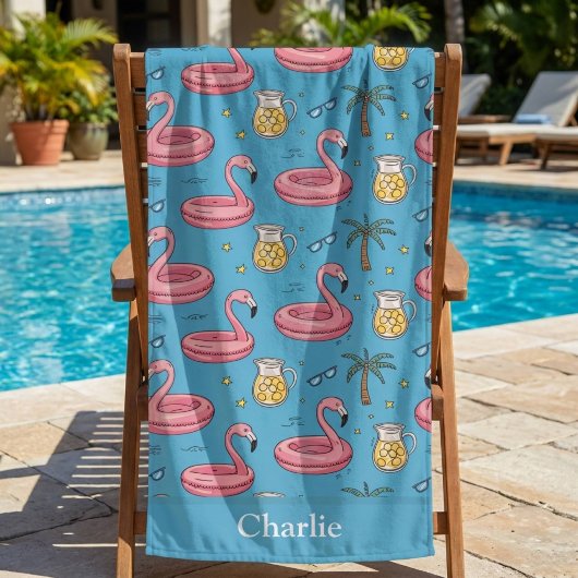 Personalisierte blaue Sommer-Vibes Badehandtuch