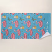 Personalisierte blaue Sommer-Vibes Strandtuch (Vorderseite)