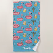 Personalisierte blaue Sommer-Vibes Strandtuch (Vorderseite)