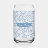 Personalisierte Blaue Spitze Floral Elegant Romant Dosenglas (Rückseite)