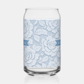 Personalisierte Blaue Spitze Floral Elegant Romant Dosenglas (Links)