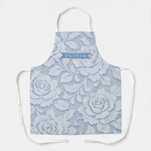 Personalisierte Blaue Spitze Florale Elegante Roma Schürze