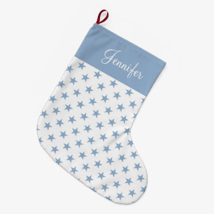 Personalisierte blaue Sterne Großer Weihnachtsstrumpf
