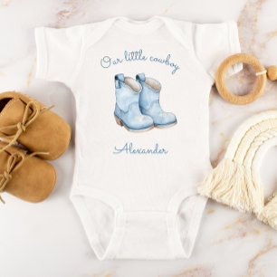 Personalisierte Blaue Stiefel Little Cowboy Jungen Baby Strampler