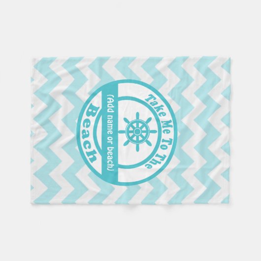 Personalisierte blaue Strand-Decke Fleecedecke (Vorderseite (Horizontal))