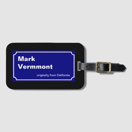 personalisierte blaue Straße Gepäckanhänger (Vorderseite (Horizontal))