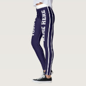 Personalisierte blaue Streifen mit Namen für die U Leggings (Links)