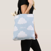 Personalisierte blaue Tasche mit weißer Wolke (Von Nahem)