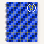 Personalisierte blaue und gelbe Karos Notizblock (Vorderseite)