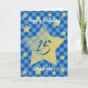 Personalisierte blaue und goldene Sterne 15. Gebur Karte
