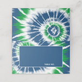 Personalisierte blaue und grüne Gefärbte Krawatte Platzkarte (Außenseite Aufgefaltet)