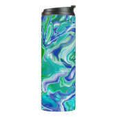 Personalisierte blaue und grüne Marmorflüssigkeit Thermosbecher (Nach links gedreht)
