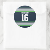 Personalisierte blaue und grüne Sportstreifen Runder Aufkleber (Tasche)