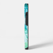 Personalisierte blaue und grüne Waves iPhone Hülle (Linke Seite)
