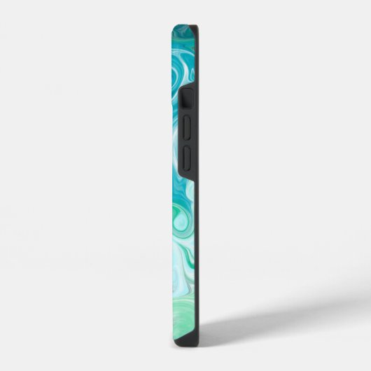 Personalisierte blaue und grüne Waves iPhone Hülle (Linke Seite)