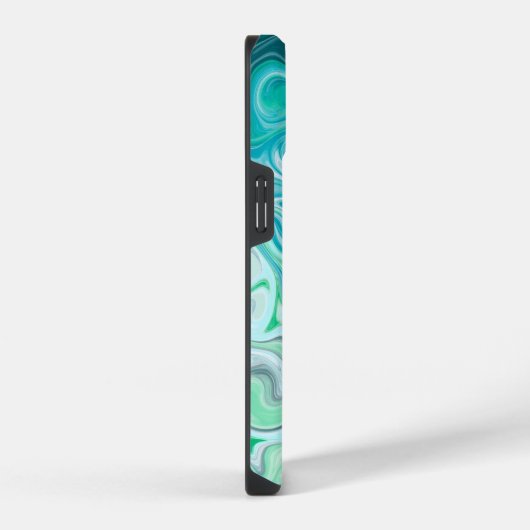 Personalisierte blaue und grüne Waves iPhone Hülle (Rechte Seite)