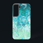 Personalisierte blaue und grüne Waves Samsung Galaxy Hülle<br><div class="desc">Hübsche Meereswellen in Blau,  Türkis,  Grün und aquamarine schöne digitale Kunst.</div>