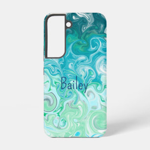 Personalisierte blaue und grüne Wellen Samsung Galaxy Hülle