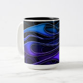 Personalisierte blaue und Lila Flammen Zweifarbige Tasse (Vorderseite Links)