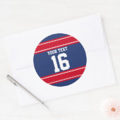 Personalisierte blaue und rote Sportstreifen Runder Aufkleber (Umschlag)