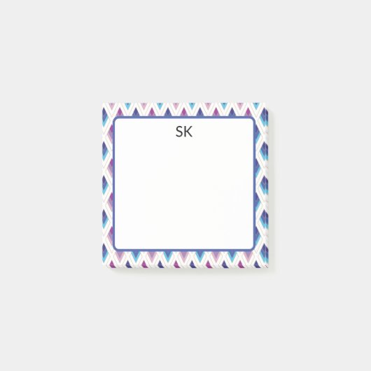 Personalisierte blaue und violette geometrische post-it klebezettel (Vorderseite)