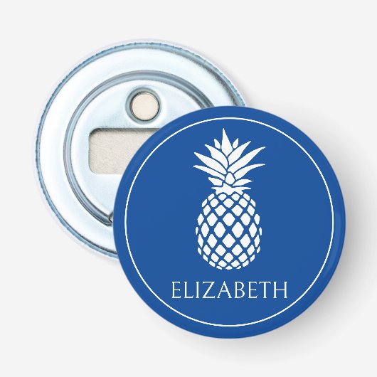 Personalisierte Blaue und Weiße Ananas Flaschenöffner (Vorderseite)