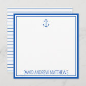 Personalisierte blaue und weiße Anker der Nautisch Mitteilungskarte (Vorne/Hinten)
