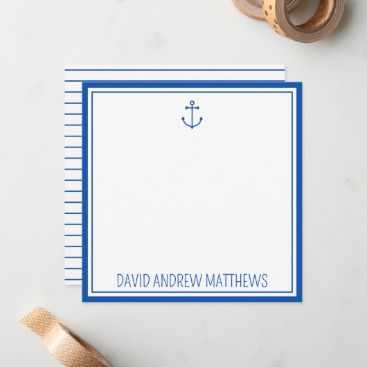 Personalisierte blaue und weiße Anker der Nautisch Mitteilungskarte (Vorderseite/Rückseite Beispiel)