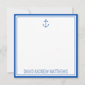 Personalisierte blaue und weiße Anker der Nautisch Mitteilungskarte (Vorderseite)