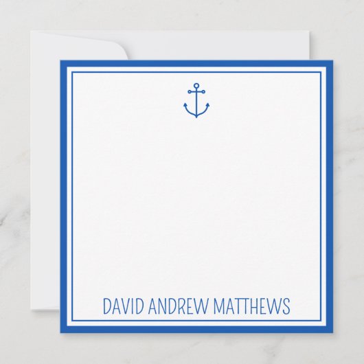 Personalisierte blaue und weiße Anker der Nautisch Mitteilungskarte (Vorderseite)