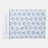 Personalisierte blaue und weiße Küste Seashell Geschirrtuch (Horizontal)