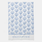 Personalisierte blaue und weiße Küste Seashell Geschirrtuch (Vertikal)